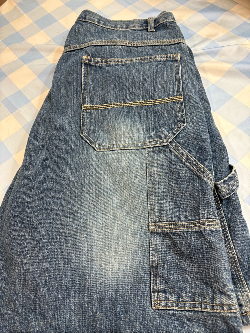 Men’s Vintage Premier Denim Carpenter Shorts with Utility Pockets/Tool Loop Blue